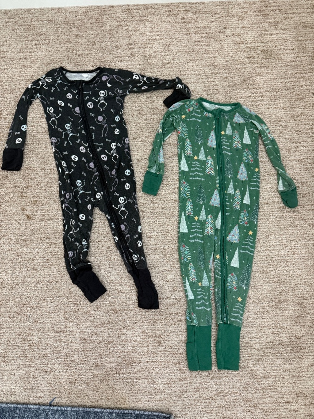 2 pajamas skeleton and trees